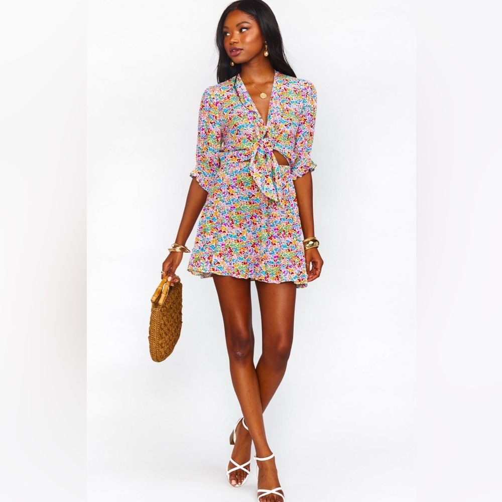 Show Me Your Mumu set. Kimmy tie top (S) & Rainbow Fields Skirt (M)